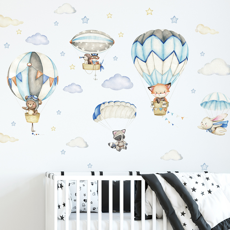 Kids Education Quotes - Cartoon Cute Animals Hot Air Balloon