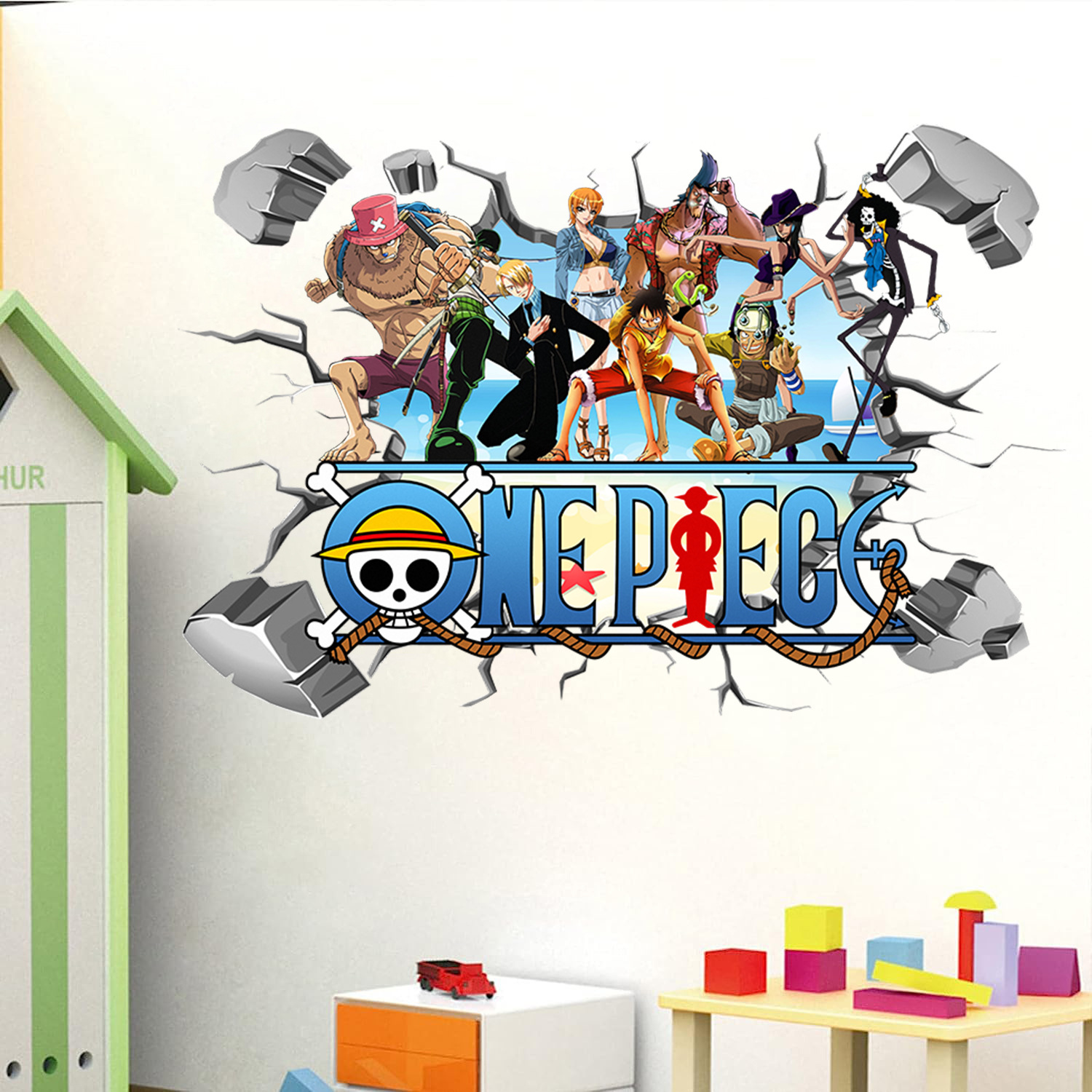 Kids Education Quotes - Cartoon One Piece Luffy 3D Wall