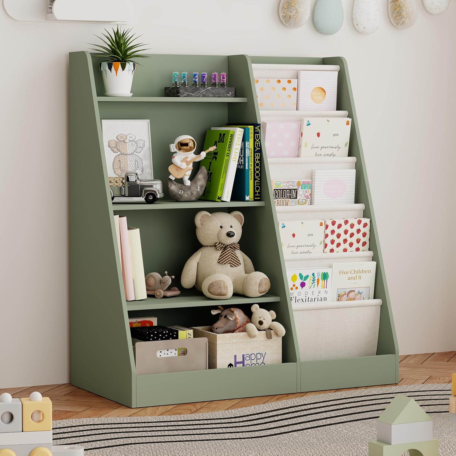 Montessori Shelf Toy - 2-IN-1 Kids Bookshelf and Toy Storage