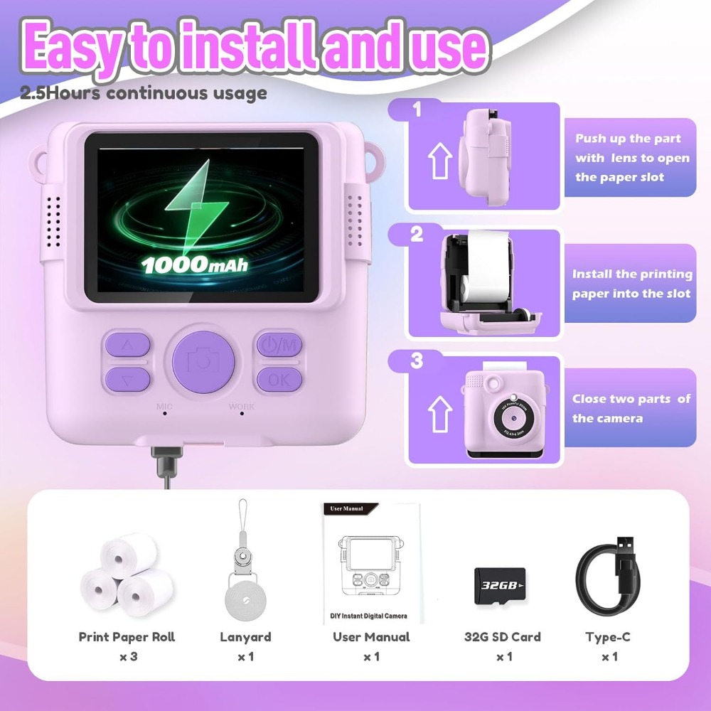 Instant Print Camera for Kids, - огляд і ціна Kids Educational Videos